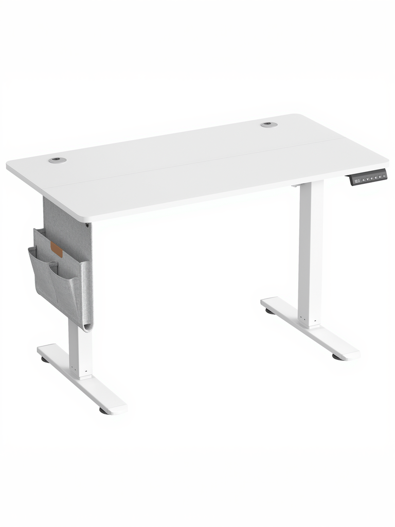 VASAGLE Bureau électrique réglable en hauteur, 100 x 60 cm, fonction mémoire, 4 hauteurs, port USB-C, blanc nuage LSD130WZ01