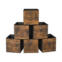 SONGMICS Lot de 6 boîtes de rangement pliables, cubes en tissu avec style rétro, 30 x 30 x 30 cm, marron rustique et noir RFB102B01