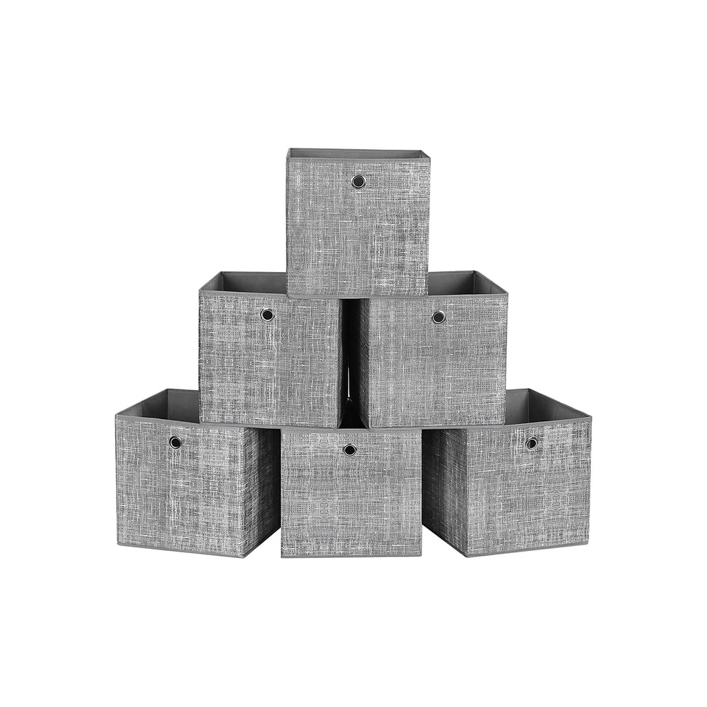 SONGMICS Boîtes de Rangement Pliables, Lot de 6 Cubes de Rangement en Tissu Non Tissé, 30 x 30 x 30 cm, Bacs de Rangement pour Vêtements et Jouets, Gris RFB02LG-3