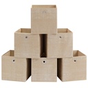 SONGMICS Storage Boxes, Set of 6 Non-Woven Fabric Boxes with Handles, 30 x 30 x 30 cm, Fit Cube Storage Unit, for Shelves, Foldable, Clothes Organisers, Sand Beige RFB006K03