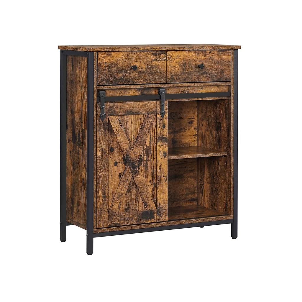 VASAGLE Meuble de rangement autoportant avec porte coulissante style grange LSC100B01