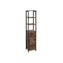VASAGLE Étagère Industrielle sur Pied, Meuble de Salle de Bain Étroit avec 3 Étagères et Placard, Haut, Polyvalent dans le Salon, 37 x 30 x 167 cm, Marron Rustique LSC37BX