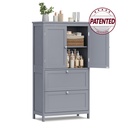 VASAGLE Armoire de Rangement au Sol, Unité de Rangement Autonome avec 2 Tiroirs et 2 Portes, Étagère Réglable, 11,8 x 23,6 x 43,3 Pouces, pour Entrée, Salle de Bain, Gris Tourterelle UBBC551G02V2