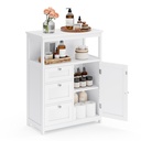 VASAGLE Armoire de Rangement au Sol, Meuble de Rangement Autoportant avec 3 Tiroirs, Étagère Ajustable, 11,8 x 23,6 x 31,5 Pouces, pour Salon, Salle de Bain, Entrée, Blanc UBBC542P31V2