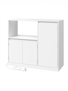 VASAGLE Custos Collection BBK373WB01 Meuble de Cuisine Meuble de Rangement Buffet avec Plan de Travail Etagère Micro-Ondes avec 1 Compartiment Ouvert 3 Portes Etagères réglables Blanc Nuage