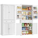 VASAGLE Armoire de cuisine haute, buffet avec étagères réglables et tiroirs, blanc BBC561W21