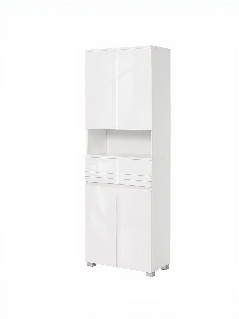 VASAGLE Meuble de rangement salle de bain, 2 tiroirs et étagères réglables, blanc BBC563W01
