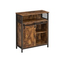 VASAGLE Meuble de Rangement, Placard avec Porte de Grange Coulissante, Compartiment Ouvert, Etagère Ajustable, Industriel, pour Couloir, Salon, Cuisine, Bureau, Marron Rustique et Noir LSC089B01