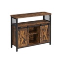 VASAGLE Buffet de salle à manger, placard de cuisine, meuble de rangement, table buffet avec portes coulissantes, étagère réglable, industriel, pour salon, marron rustique et noir LSC092B01