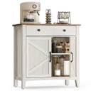 VASAGLE Buffet de cuisine avec tiroir et portes style grange, blanc et marron miel BBK341W01