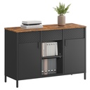 SONGMICS Storage Cabinet, Metal Cabinet, Sideboard with 2 Doors, Magnetic Closure, Adjustable Shelves, Steel Frame, Rustic Brown and Matte Black ULSC204B01