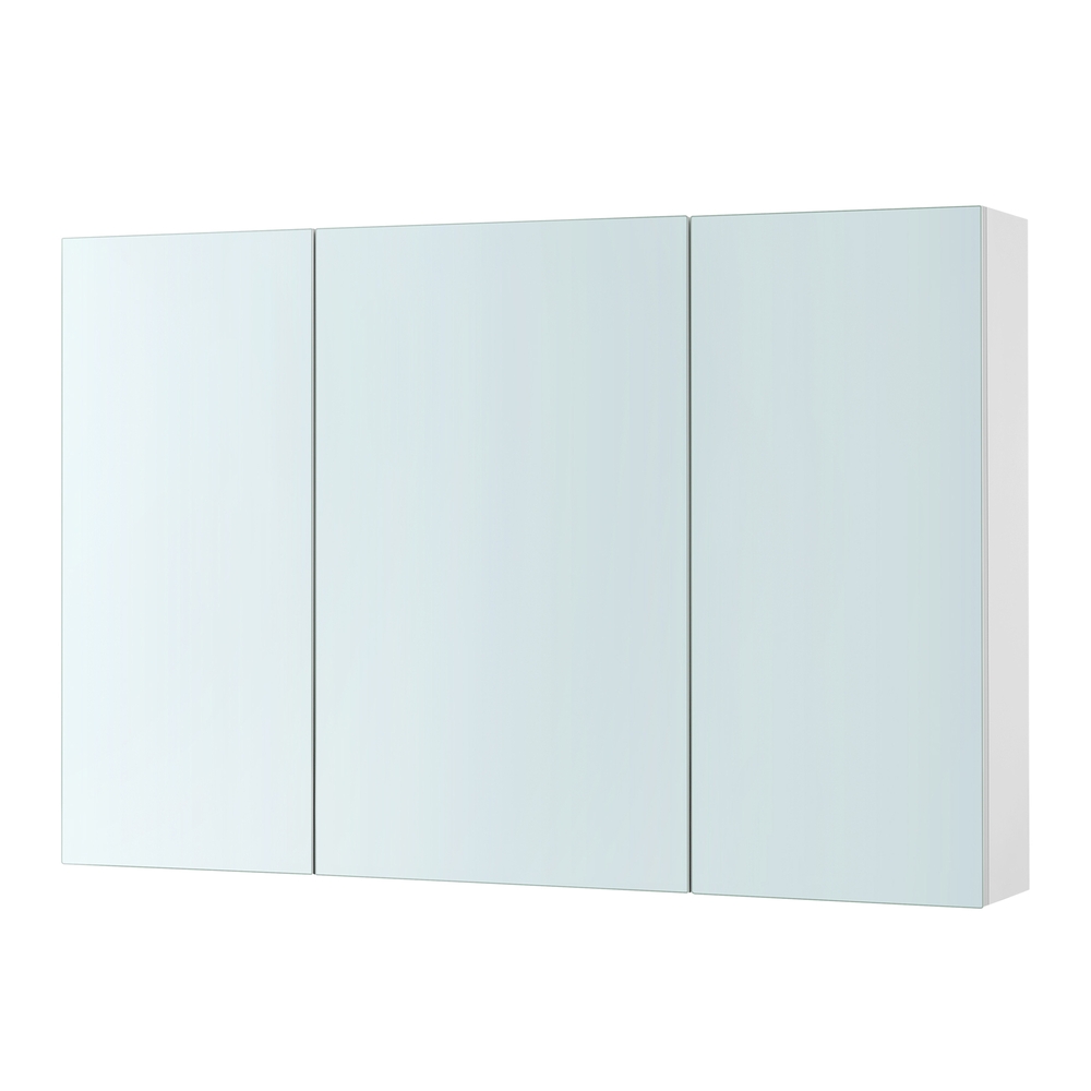 VASAGLE Wall Cabinet with Mirror, 3-Door Storage Unit, Bathroom Mirror Cabinet, 15 x 90 x 60 cm, with Adjustable Shelf, Modern, White BBK032W01