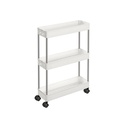 SONGMICS Desserte de rangement à 3 niveaux, chariot de cuisine sur roulettes, étroit pour cuisine, salle de bain ou bureau, 42 x 13,5 x 61 cm, blanc KSC007W01