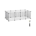 SONGMICS Parc pour cochons d'Inde, cage d'intérieur pour lapin, grand enclos d'exercice, clôture modulaire en métal pour hamster, animal domestique, petits animaux, noir LPI01H