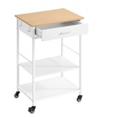 VASAGLE Desserte de Cuisine à Roulettes, Petit Îlot de Cuisine avec Plan de Travail et Tiroir, Chariot de Rangement Mobile, Support Micro-Ondes, 60 x 45 x 90 cm, Blanc Mat et Chêne Beige, Collection BARNET KKI007Y01