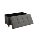 SONGMICS Pouf de Rangement, Banc Rembourré Pliable, Coffre avec Couvercle, Pieds en Bois Massif, Peu Encombrant, Capacité 65 L, Charge jusqu'à 300 kg, pour Chambre, Couloir, Chambre d'Enfant, Gris Foncé LSF16GYZ