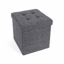 SONGMICS Tabouret de Rangement Pliant Repose-Pieds et Lin Textile Gris foncé 38 x 38 x 38 cm lsf27z