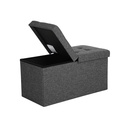SONGMICS Ottoman de Rangement 80 L, Banc à Chaussures Pliant, avec Couvercle Rabattable, Capacité de Charge 300 kg, 76 x 38 x 38 cm, Gris foncé LSF46GYZ