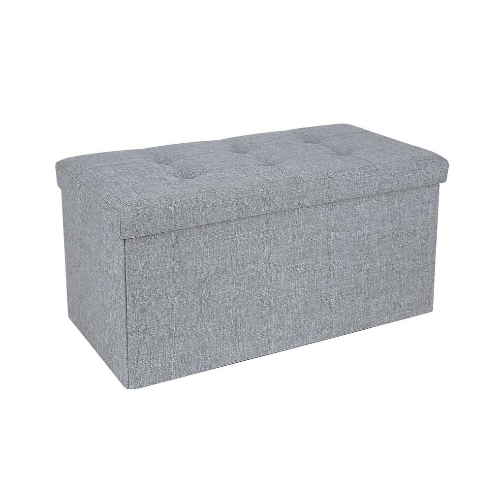 SONGMICS Coffre de Rangement Ottoman Coffre à Jouets Pliant Polyvalent Gain de Place Gris Clair 76 x 38 x 38 cm Tissu en Lin LSF47G