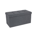 SONGMICS Banc Ottoman de Rangement Pliant en Tissu de Lin Polyvalent Peu encombrant Gris foncé 76 x 38 x 38 cm LSF47K