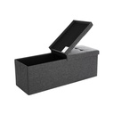 SONGMICS Bench with Storage Space, Storage Chest with Lid, Foldable, Load Capacity 300 kg, 120L, 38 x 110 x 38 cm, Linen Fabric Dark Grey LSF76GYZ