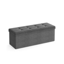 Songmics Banc avec espace de rangement, coffre de siège, boîte de rangement, pliable, max. capacité de charge statique 300 kg, avec grille de séparation métallique, 120 L, 110 x 38 x 38 cm, imitation lin