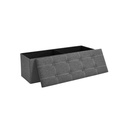 SONGMICS Ottomane de Rangement, Coffre de Rangement Pliable, 110 x 38 x 38 cm, Repose-Pieds en Simili Lin, Charge jusqu'à 300 kg, Chambre Salon Couloir, Gris foncé LSF077G04