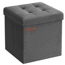 SONGMICS Tabouret avec espace de rangement, petit banc pliant, repose-pieds 30 x 30 cm, boîte de rangement, charge maximale 130 kg, pour salon, chambre, dortoir, gris foncé LSF028G01