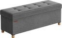 SONGMICS Tabouret de Rangement, Pouf Pliant, Repose-Pieds, 38 x 110 x 40 cm, Extrémité Cube avec Rangement, Charges jusqu'à 300 kg, pour Salon, Chambre, Entrée, Gris Ardoise LSF018G11