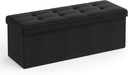 SONGMICS Tabouret avec Espace de Rangement, LSF077B01, Banc Pliant, 38 x 110 x 38 cm, Repose-Pieds, Coffre de Rangement, Charge Maximale 300 kg, pour Salon, Chambre, Couloir, Noir Encre