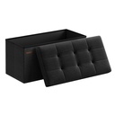 SONGMICS Banc Ottoman de Rangement Pliable 76 cm, Repose-Pieds Ottoman, Coffre de Rangement, Charge 300 kg, pour Salon, entrée, Noir Encre ULSF047B01