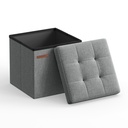 SONGMICS Banc 30 cm avec espace de rangement, coffre pliable, boîte de rangement, repose-pieds, gris clair LSF028G02
