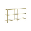 VASAGLE Table Console, Table de canapé avec 3 étagères, étagère en Verre trempé, 130 x 30 x 73,3 cm, Structure en métal, Moderne, pour Couloir Salon Chambre, Couleur Or LGT024A01