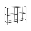 VASAGLE Table console moderne à 3 niveaux, verre trempé, 100 x 30 x 73 cm, noir LGT027B01