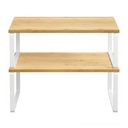 Lot de 2 organisateurs d'étagères de placard extensibles, support à épices empilable pour cuisine, métal et bois, blanc et naturel
