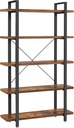 VASAGLE Bibliothèque à 5 niveaux, étagère de rangement industrielle robuste, étagère sur pied, assemblage facile, salon, chambre, bureau, marron rustique et noir LLS55BX