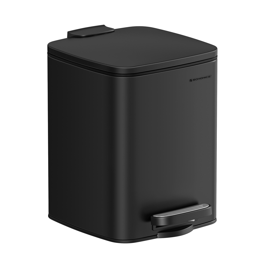 [LTB590B0602] Poubelle de cuisine, poubelle de cuisine, pédale en acier, avec seau intérieur, fermeture douce et reste ouverte, 6 L, noir