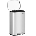 SONGMICS Poubelle de cuisine à pédale, 50 L, avec seau intérieur en plastique, couvercle à charnière, fermeture douce, anti-odeurs et hygiénique, argent LTB050E01