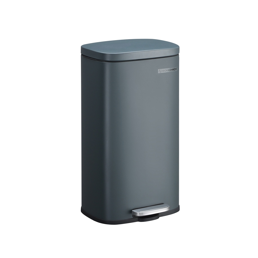 [LTB03GS] SONGMICS Poubelle de Cuisine, Poubelle à Pédale 30 L avec Seau Intérieur en Plastique, Couvercle, Fermeture Amortissante, Contrôle des Odeurs, Gris Fumé LTB03GS