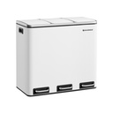 SONGMICS Poubelle de Recyclage, Poubelle de Cuisine Triple 3 x 18 L, Poubelle à Pédale 3 Compartiments avec Couvercles à Fermeture Amortissante, Seaux Intérieurs en Plastique et Poignées, Blanc LTB54WT
