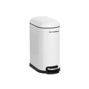 SONGMICS Poubelle Slim, Poubelle à Pédale 10L, Acier, Seau Intérieur Amovible, Fermeture Lente, pour Espaces Étroits, Blanc LTB10WT