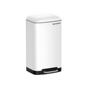 SONGMICS Poubelle, Poubelle 30 L, Poubelle à Pédale en Acier, avec Seau Intérieur et Couvercle, Fermeture Douce, Hermétique, pour Cuisine, Salon, Blanc LTB01W
