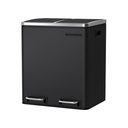 SONGMICS Poubelle de cuisine, 2 x 15 L, poubelle en acier, poubelle à marchepied avec seaux intérieurs et poignées, fermeture douce, joint anti-odeur, noir LTB30BK