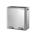 SONGMICS Poubelle double, 2 x 30 L, poubelle de cuisine à double compartiment avec 15 sacs poubelles, poubelle à pédale en métal avec seaux intérieurs et couvercles en plastique, fermeture amortie, fermeture anti-odeur, argent et noir LTB60NL