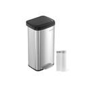 SONGMICS Poubelle de cuisine en acier inoxydable de 18 gallons, avec couvercle qui reste ouvert et pédale, fermeture douce, haute, grande et peu encombrante, argent et noir LTB520E68