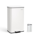 SONGMICS LTB540W4002 Poubelle à pédale en acier 40 litres avec couvercle et 15 sacs blanc