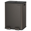 SONGMICS Poubelle, 2 x 8 gallons (2 x 30 L), poubelle à double compartiment avec couvercle à fermeture douce, pédale et seaux intérieurs, acier inoxydable, comprend 15 sacs de doublure, gris ardoise ULTB741G01