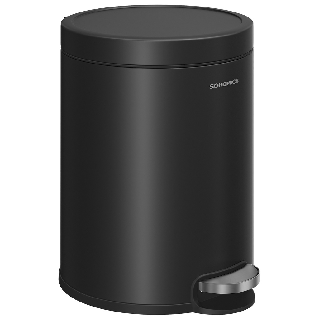 [LTB016BZ02] SONGMICS Poubelle de salle de bain à pédale, 6 L, en acier, avec couvercle à fermeture douce, seau intérieur, pour déchets, chambre à coucher, noir encre LTB016BZ02