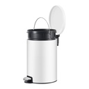 SONGMICS LTB021WZ01 Poubelle ronde avec 15 sacs, pédale en métal, seau intérieur en plastique amovible, poignée, fermeture amortie, acier, 20 L, blanc nuage