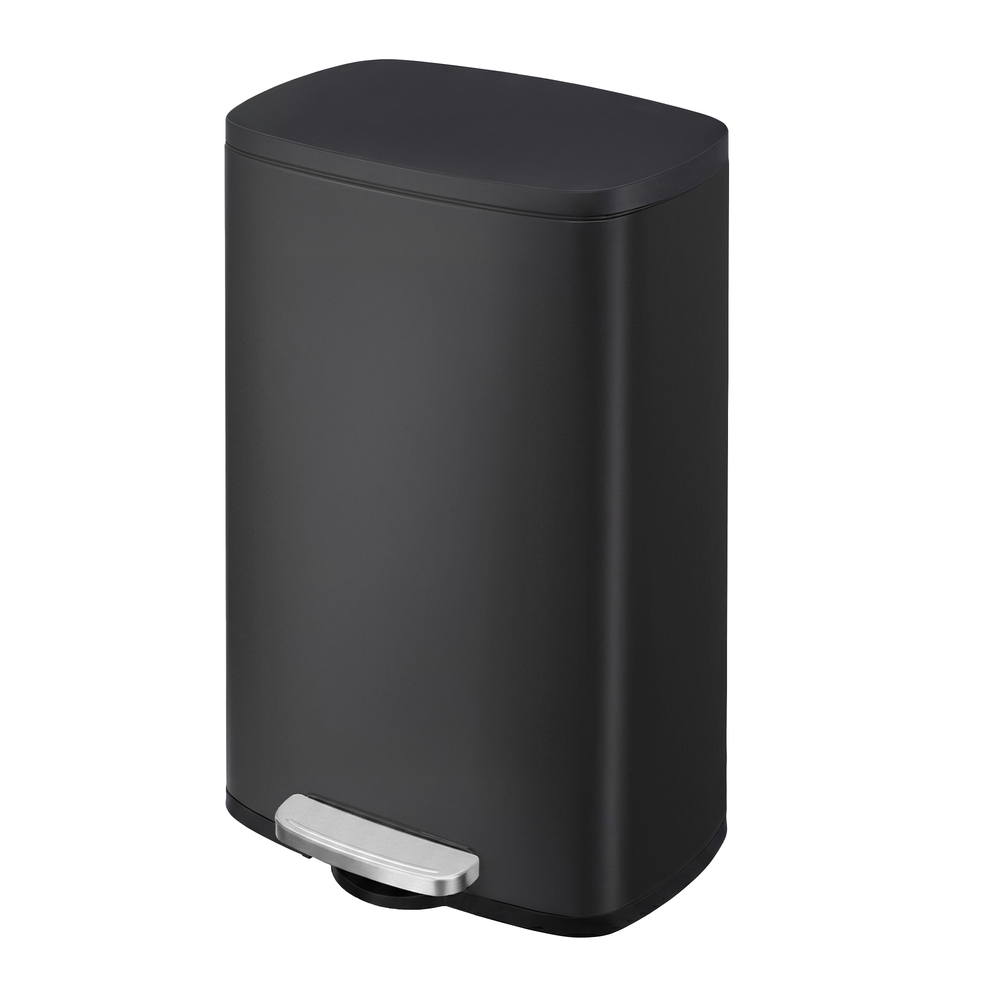 [LTB050B02] Poubelle de cuisine 50 L, poubelle, poubelle en acier inoxydable, fermeture douce, pédale, seau intérieur amovible, noir